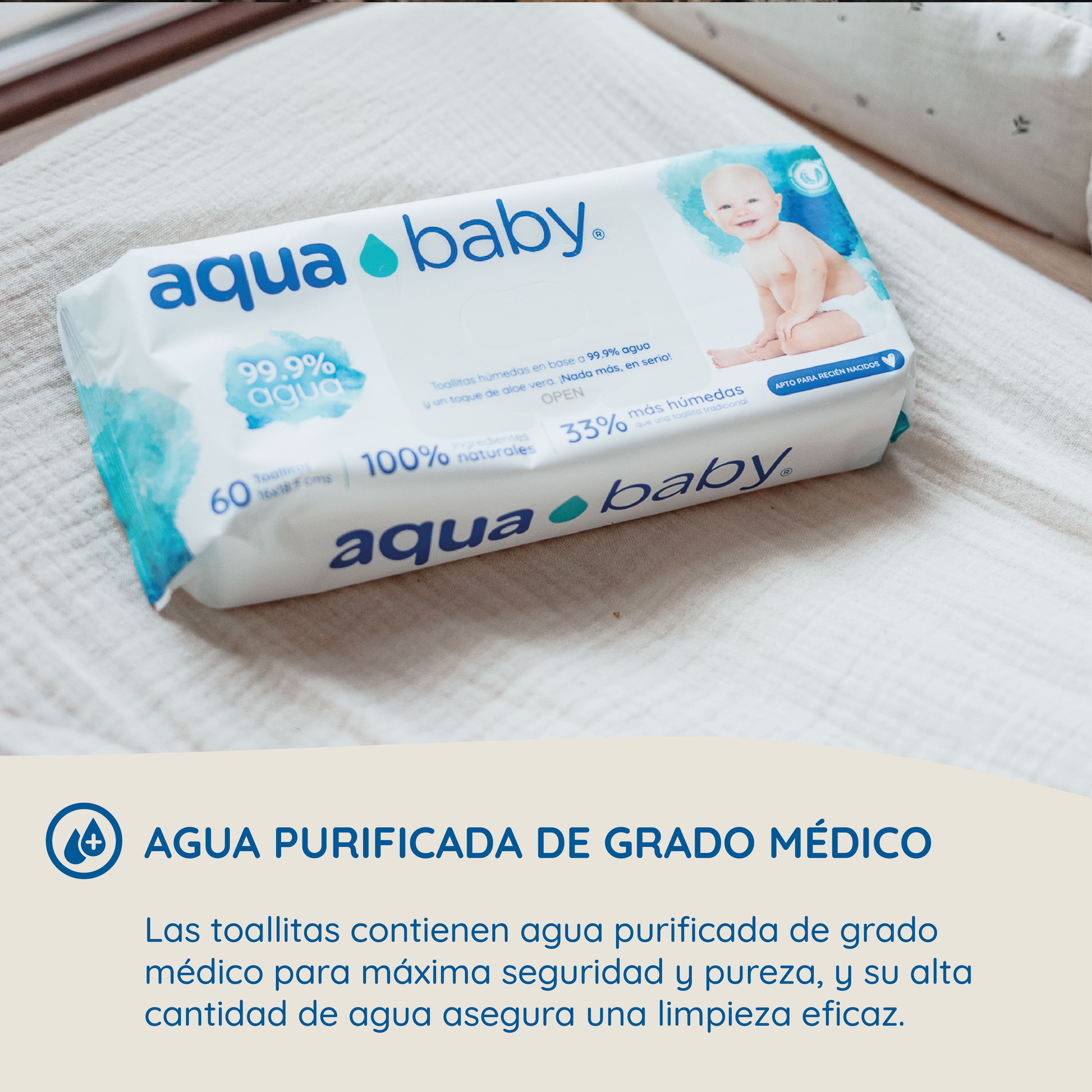 Aqua Baby 24 Bolsas de 60 Toallitas Húmedas